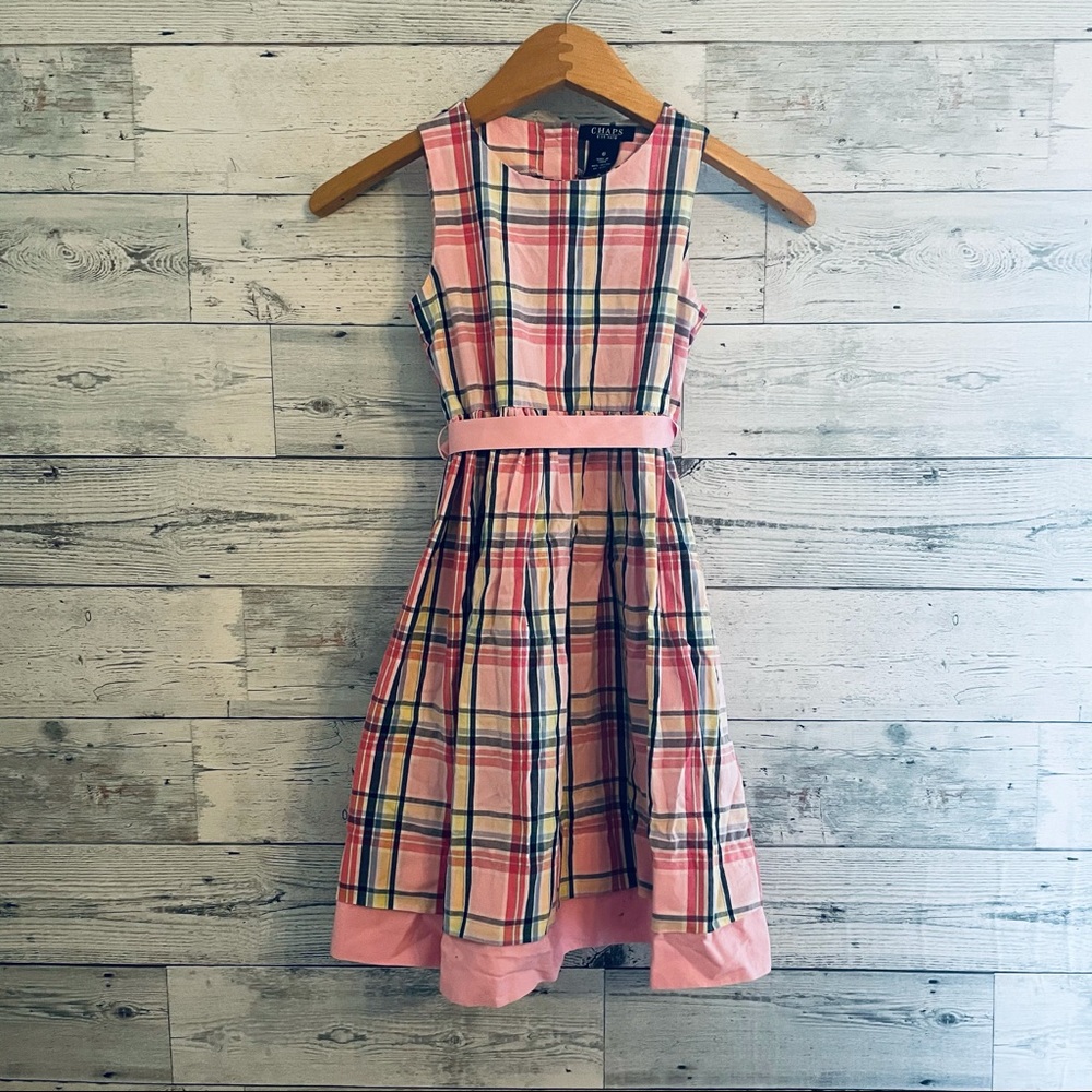 Pink Plaid Sleeveless Dress, Chaps, size 6